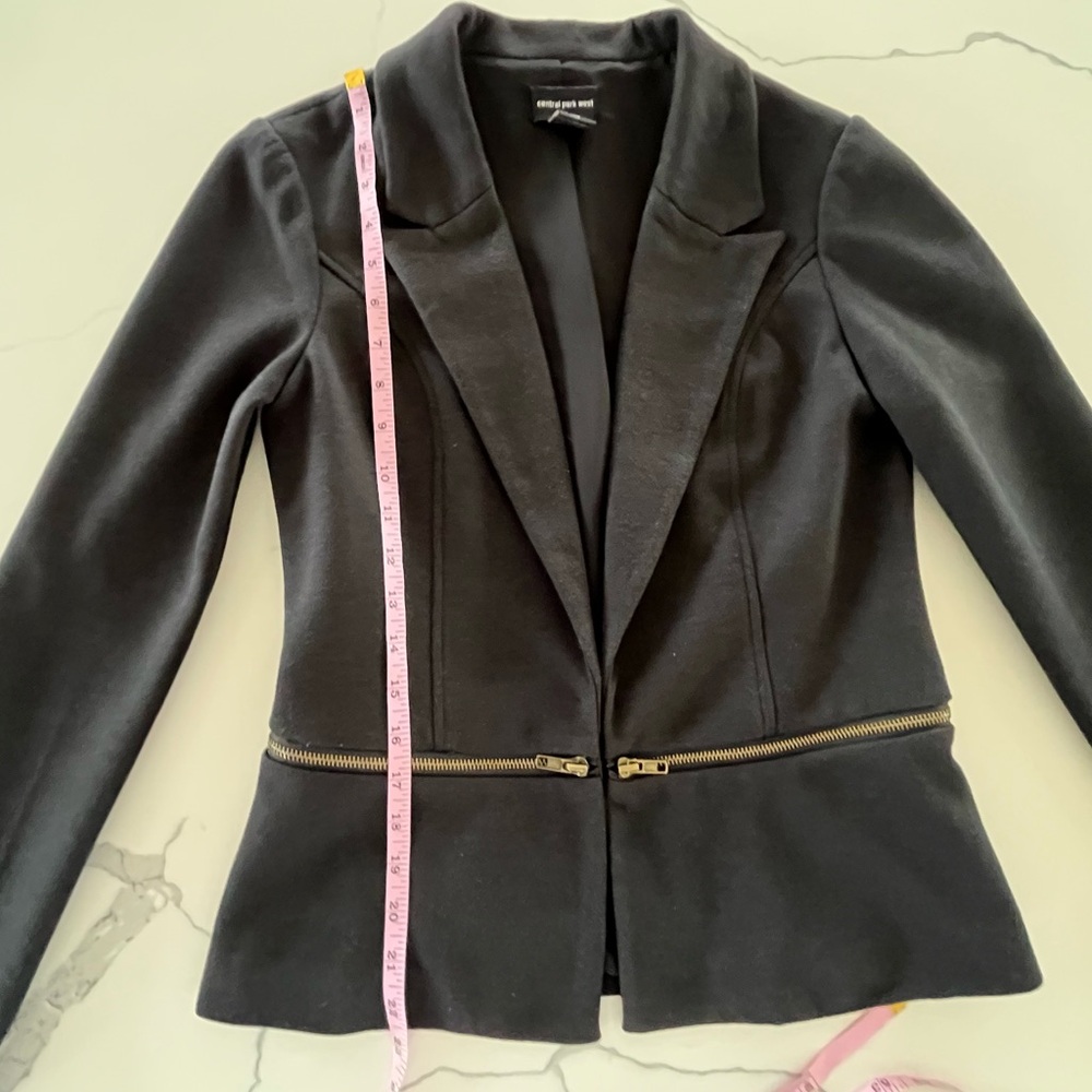 Central Park West - Black Blazer - Gold Zipper Detail at Waist - Size Small - Picture 9 of 9